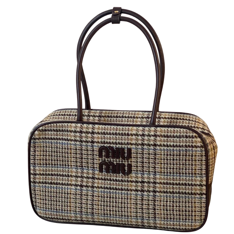 ＭＩ ＭＵ BEAU TARTAN TOP HANDLE BAG