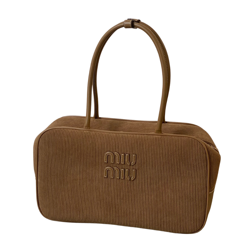 ＭＩ ＭＵ BEAU CORDUROY TOP-HANDLE BAG CINNAMON