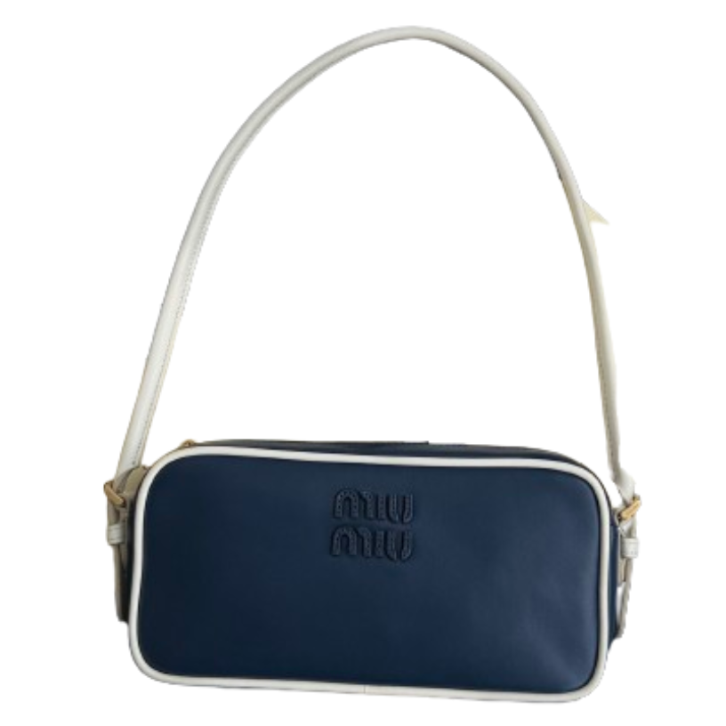 ＭＩ ＭＵ WANDER MATELASSÉ LEATHER TOTE BAG NAVY BLUE