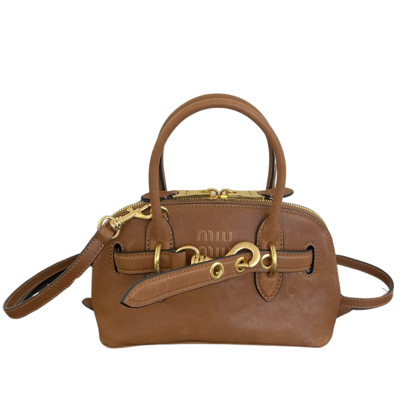 ＭＩ ＭＵ AVENTURE MINI NAPPA LEATHER BAG OAK