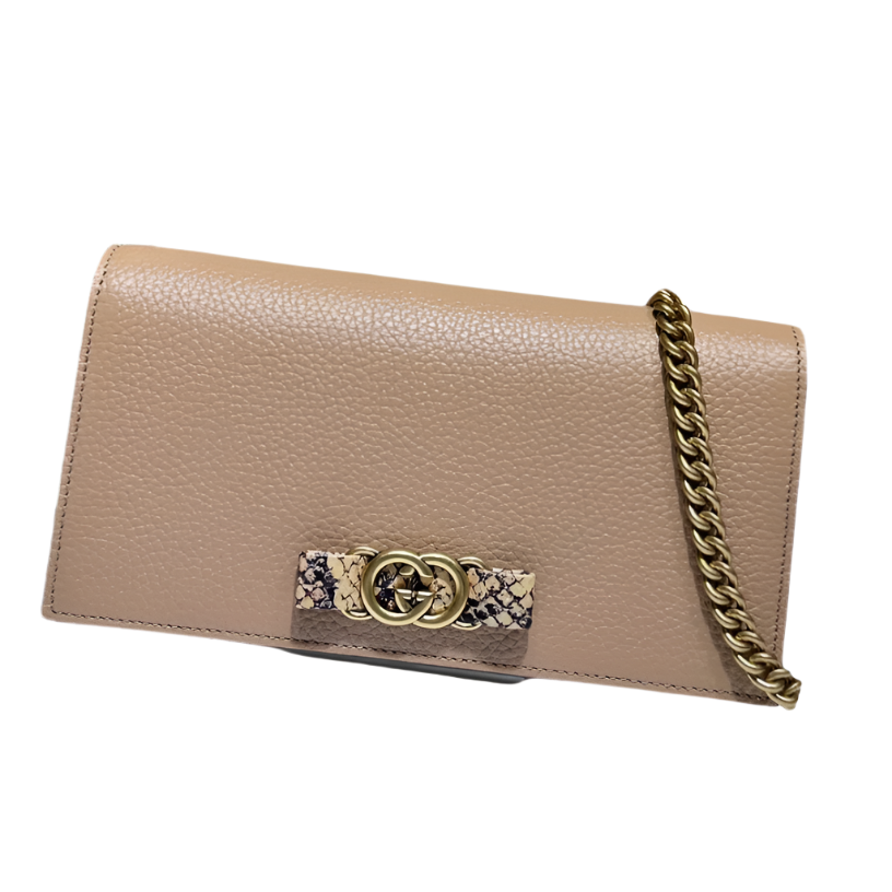 ＧＣＣＩMARMONT BLACK LEATHER WALLET ON CHAIN BROWN