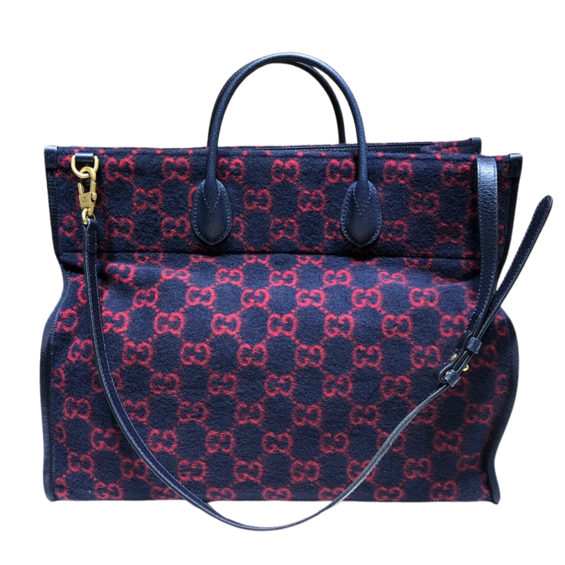 ＧＣＣＩ GG WOOL BLUE/RED TOTE BAG