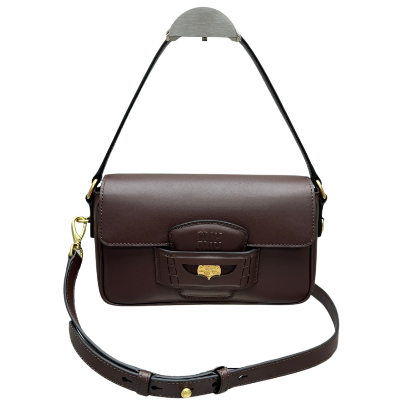 ＭＩ ＭＵ PENNY NAPPA LEATHER SHOULDER BAG BRIARWOOD
