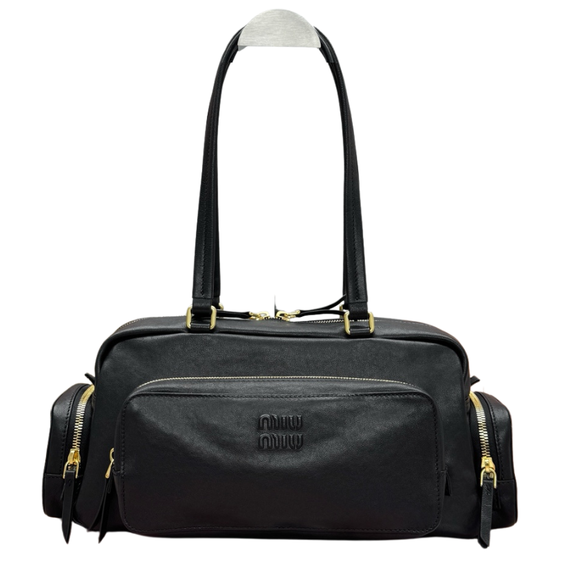 ＭＩ ＭＵ POCKET WASHED NAPPA LEATHER BAG BLACK