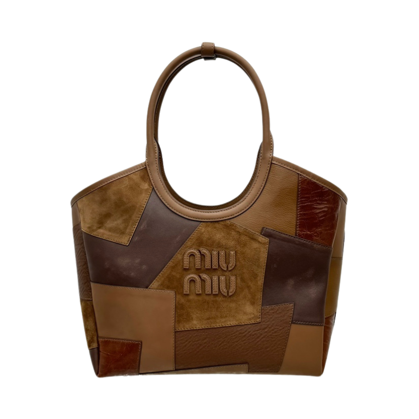 ＭＩ ＭＵ  IVY LEATHER PATCHWORK BAG COGNAC