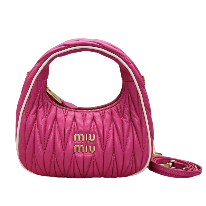ＭＩ ＭＵ MATELASSÉ NAPPA LEATHER TOP HANDLE BAG PINK