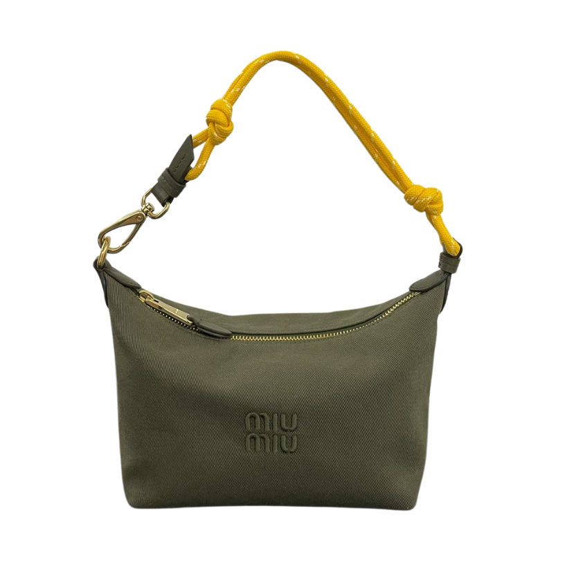 ＭＩ ＭＵ GABARDINE POUCH OLIVE GREEN