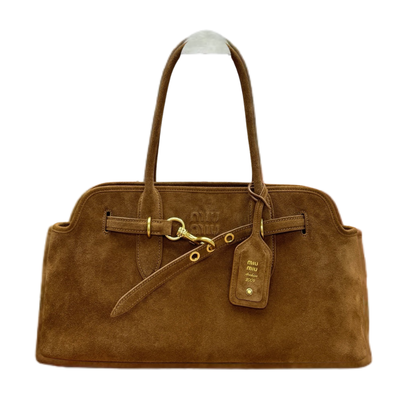 ＭＩ ＭＵ BOW DETAIL SUEDE HANDBAG OAK