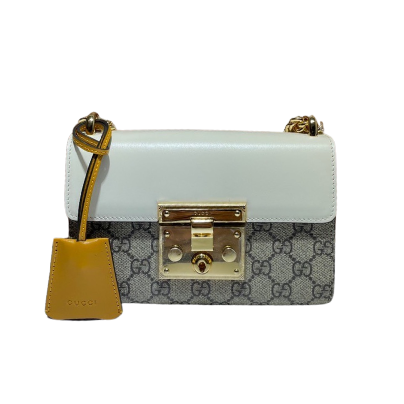 ＧＣＣＩPADLOCK SMALL SHOULDER BAG WHITE-BROWN