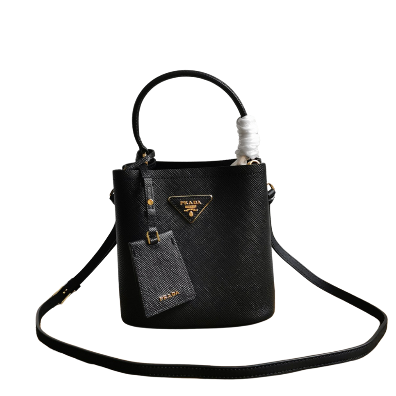 ＰＲＤＡ SMALL SAFFIANO LEATHER PRDA PANIER BAG BLACK