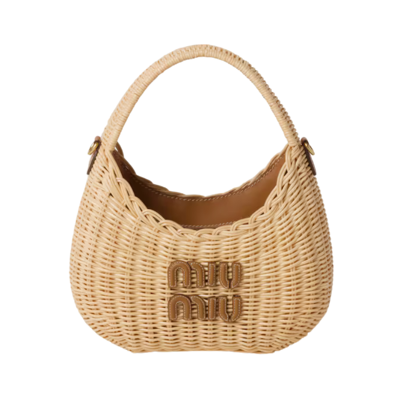 ＭＩ ＭＵ WANDER WICKER HOBO BAG TAN/CARAMEL