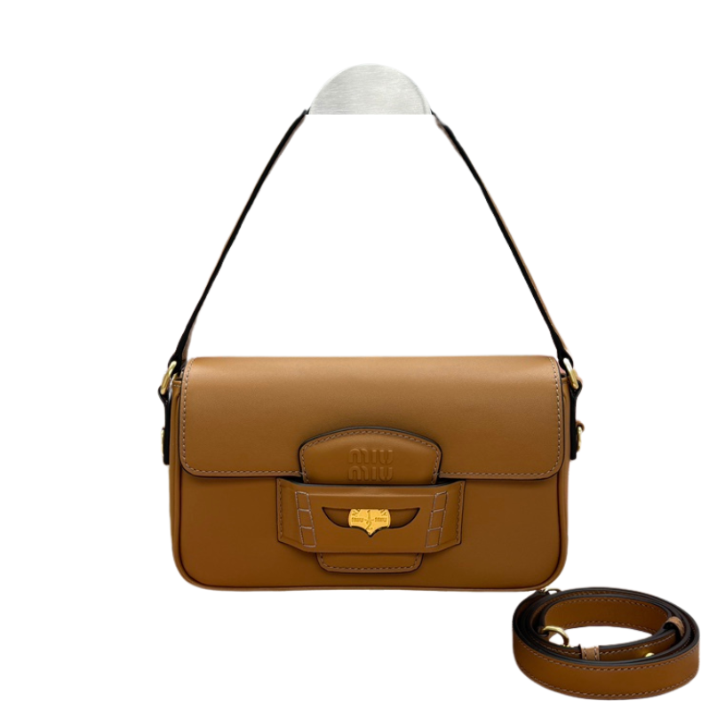 ＭＩ ＭＵ PENNY NAPPA LEATHER SHOULDER BAG COGNAC