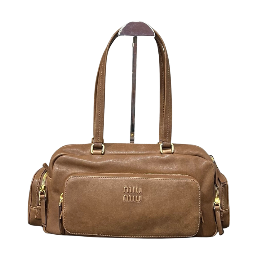 ＭＩ ＭＵ POCKET WASHED NAPPA LEATHER BAG OAK