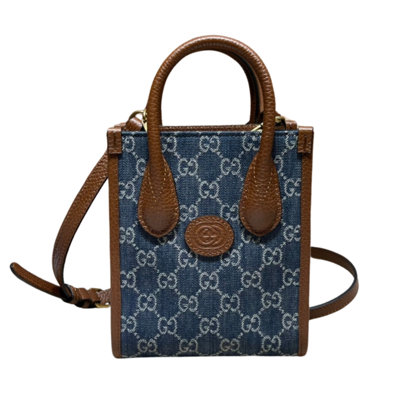 ＧＣＣＩDENIM GG MONOGRAM TOTE BAG BLUE
