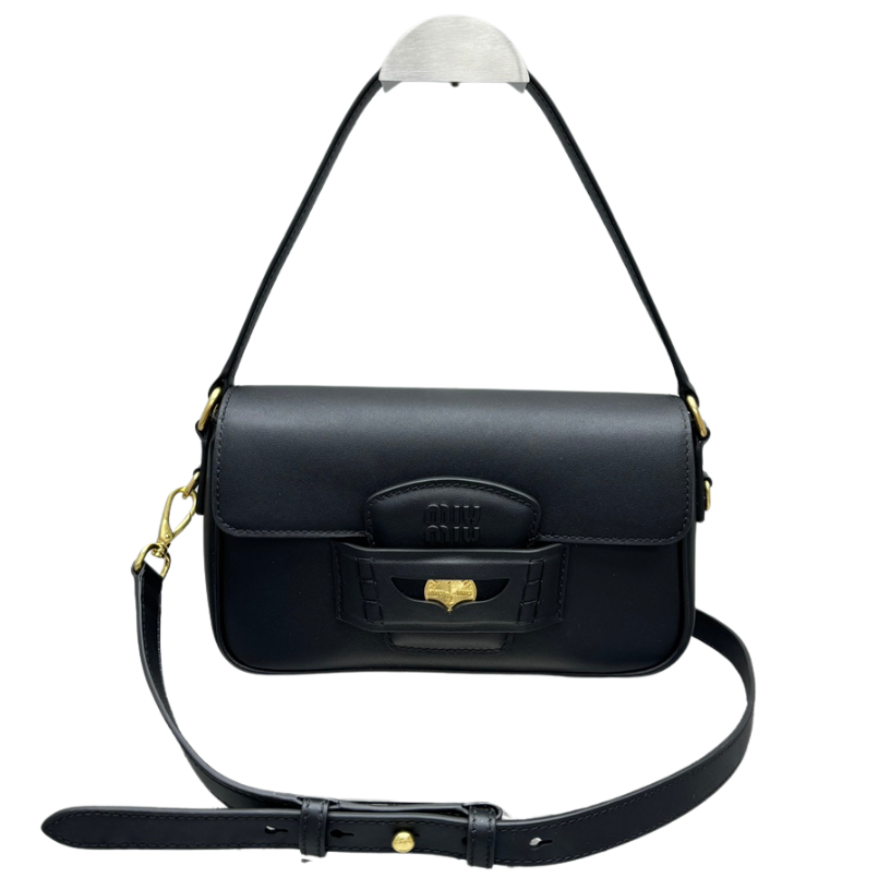 ＭＩ ＭＵ PENNY NAPPA LEATHER SHOULDER BAG BLACK