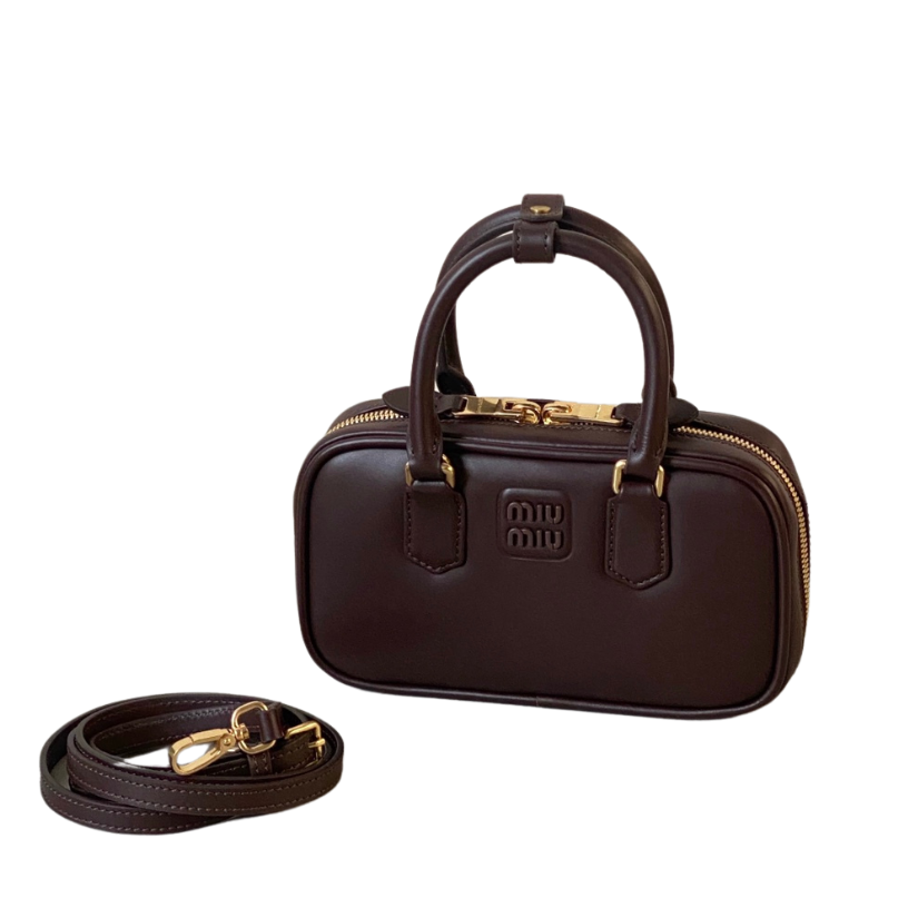 ＭＩ ＭＵ ARCADIE LEATHER MINI-BAG BRIARWOOD