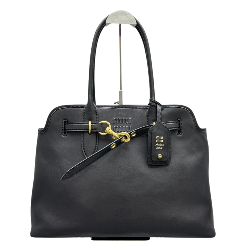 ＭＩ ＭＵ AVENTURE NAPPA LEATHER BAG MEDIUM  BLACK