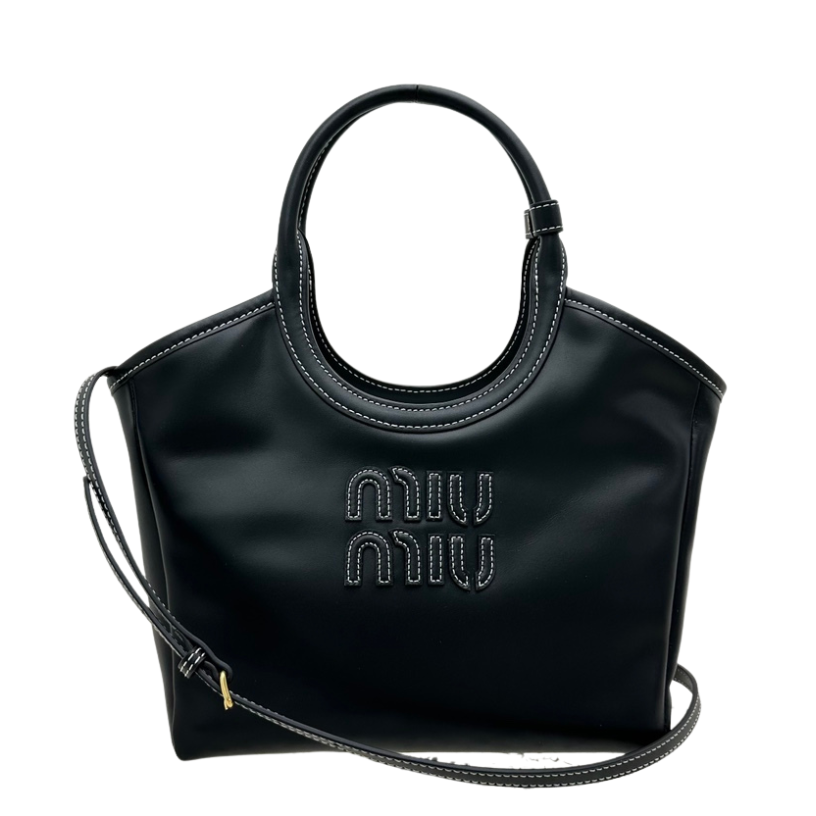 ＭＩ ＭＵ  IVY LEATHER BAG BLACK