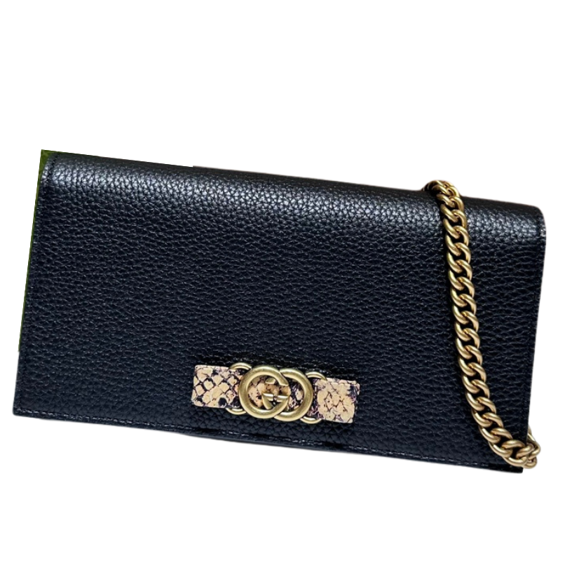 ＧＣＣＩMARMONT BLACK LEATHER WALLET ON CHAIN BLACK