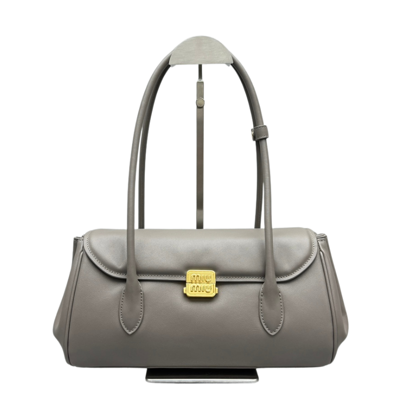 ＭＩ ＭＵ  LEATHER SHOULDER BAG CLAY GREY