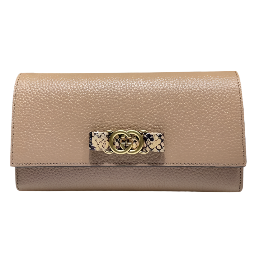 ＧＣＣＩGG INTERLOCKING LONG WALLET NUDE BEGIE