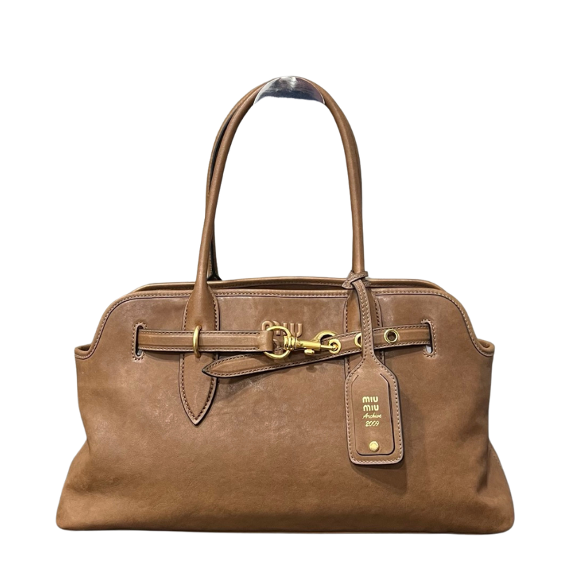 ＭＩ ＭＵ AVENTURE NAPPA LEATHER BAG OAK LARGE