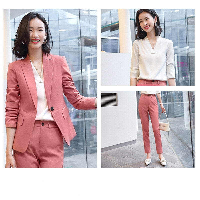 Interview Suit Women's Suit Jacket Women's Striped Casual Fashion