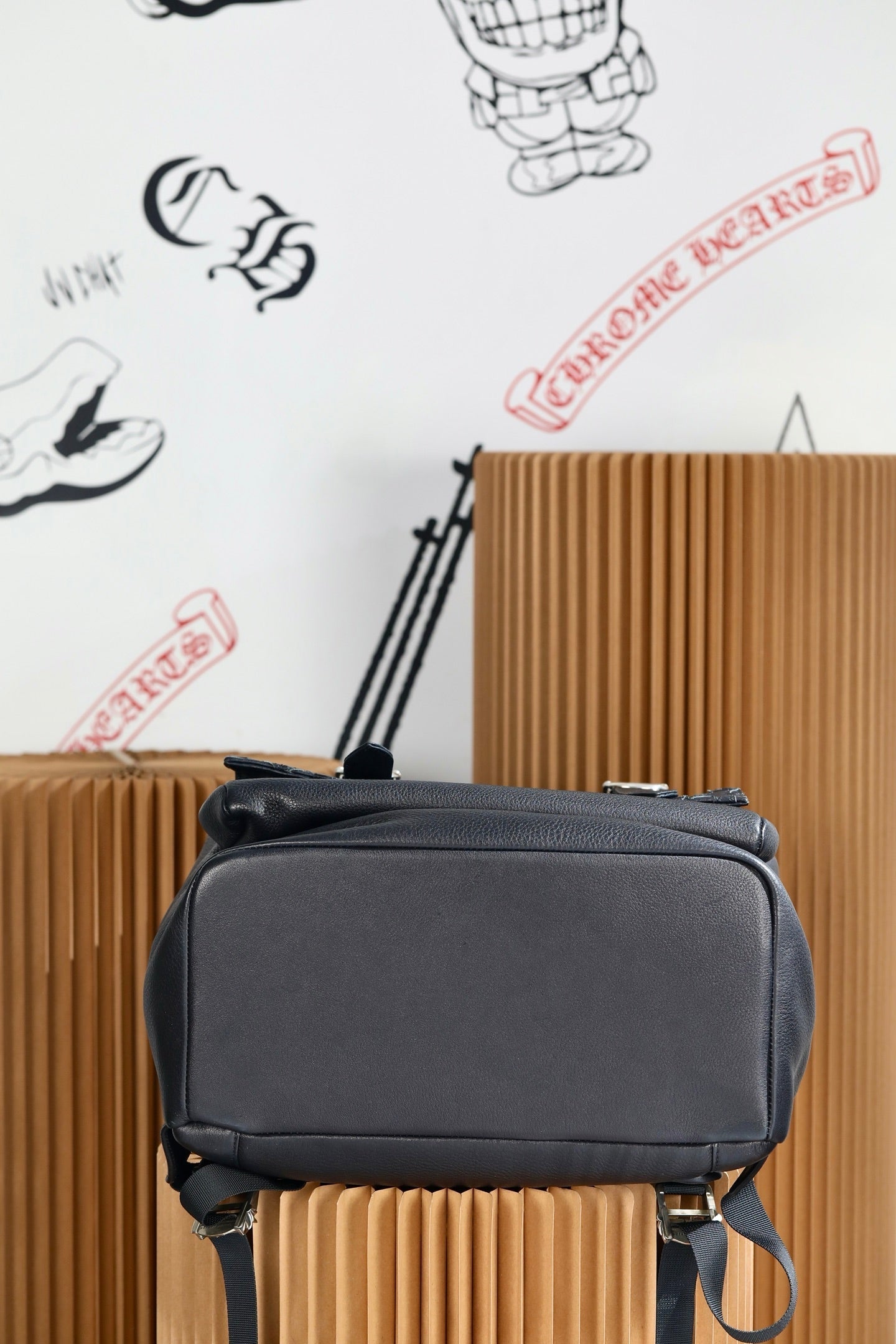 ＣＨＲＭ ＨＲＴＳ CEMETERY CROSS LEATHER BACKPACK BLACK