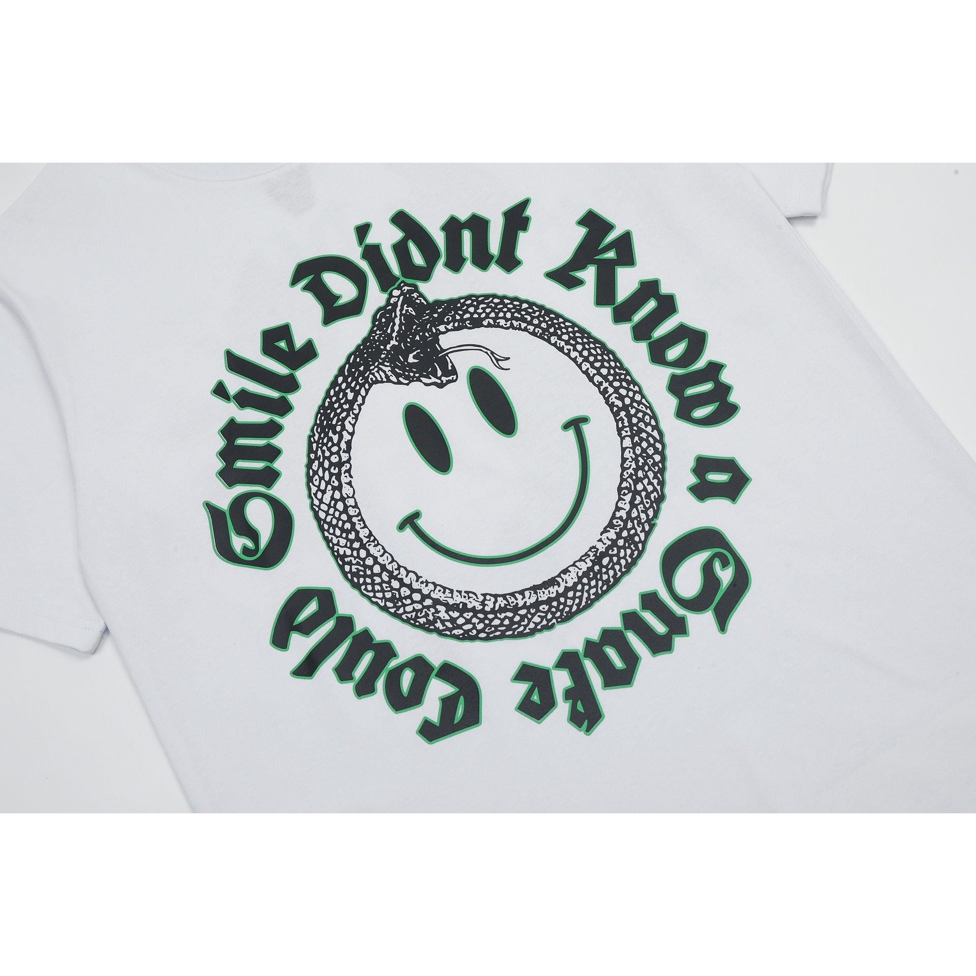 Vlone T Shirt Spring Summer Smiley Letter Pattern Crew Neck