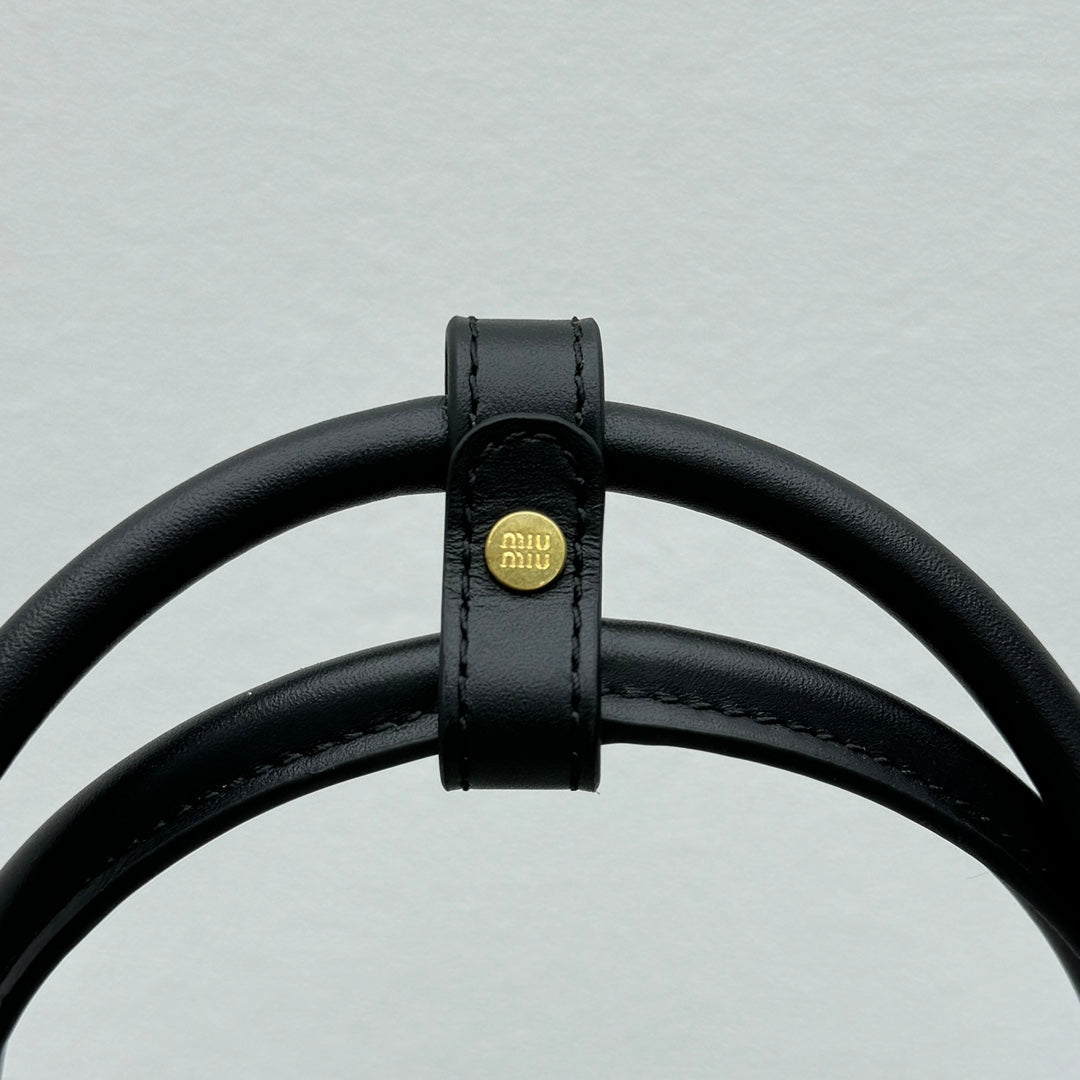 ＭＩ ＭＵ  IVY LEATHER PATCHWORK BAG BLACK