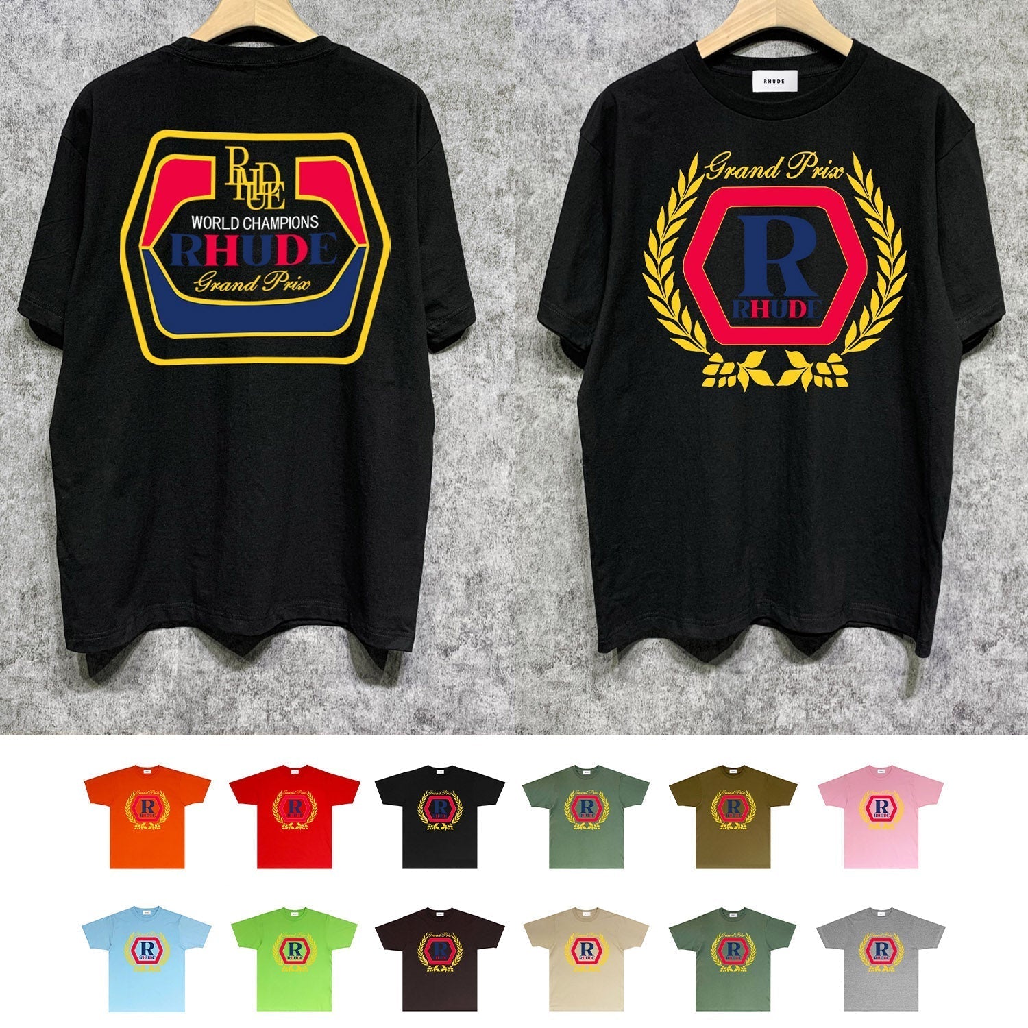 Rhude T Shirts Printed Trendy Pure Cotton