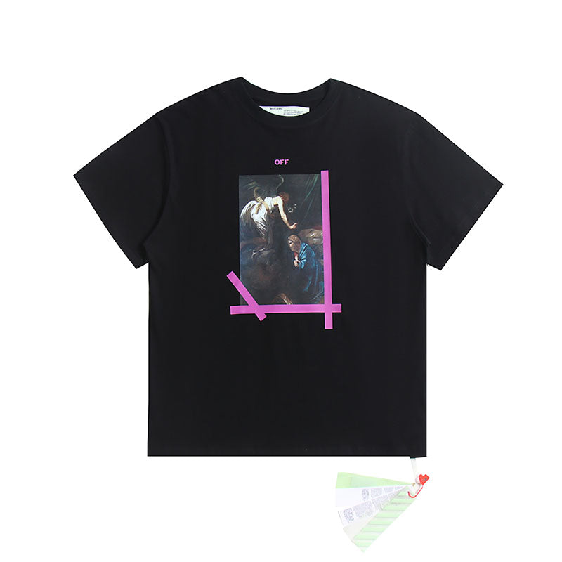 Off White T Shirts Religious Angel Oil Painting Short Sleeves