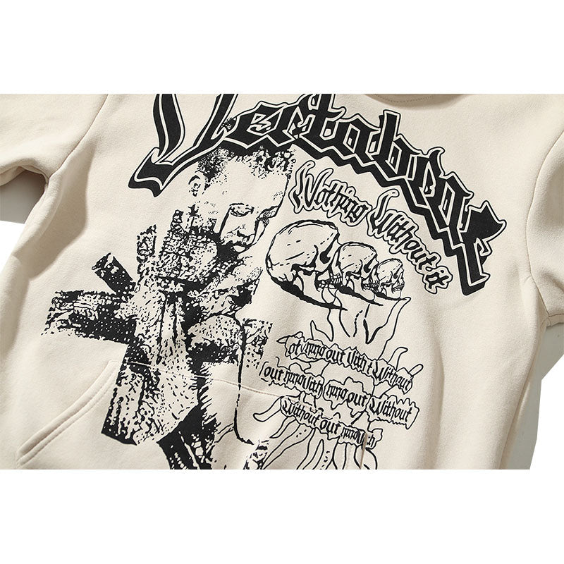 Kanye West Sunday Service Hoodie Vertabrae Cross Roads Hoodie Skull Hooded Sweater
