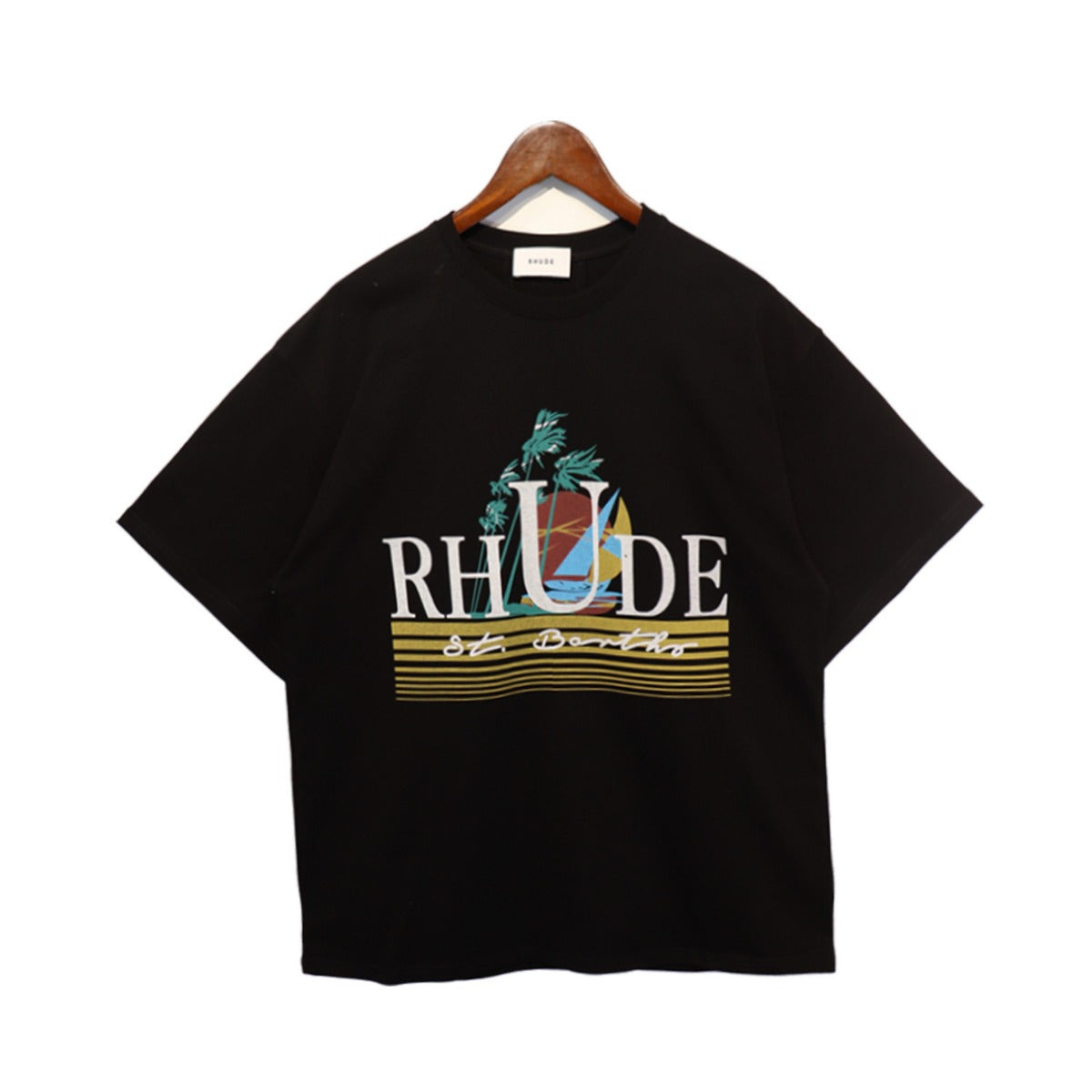 Rhude T Shirt Sailing Coconut Tree Print Short Sleeve T-Shirt