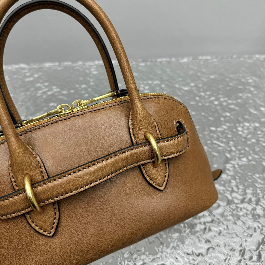 ＭＩ ＭＵ AVENTURE MINI NAPPA LEATHER BAG OAK