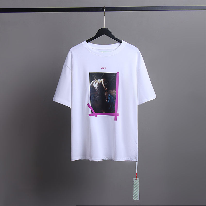 Off White T Shirts Religious Angel Oil Painting Short Sleeves
