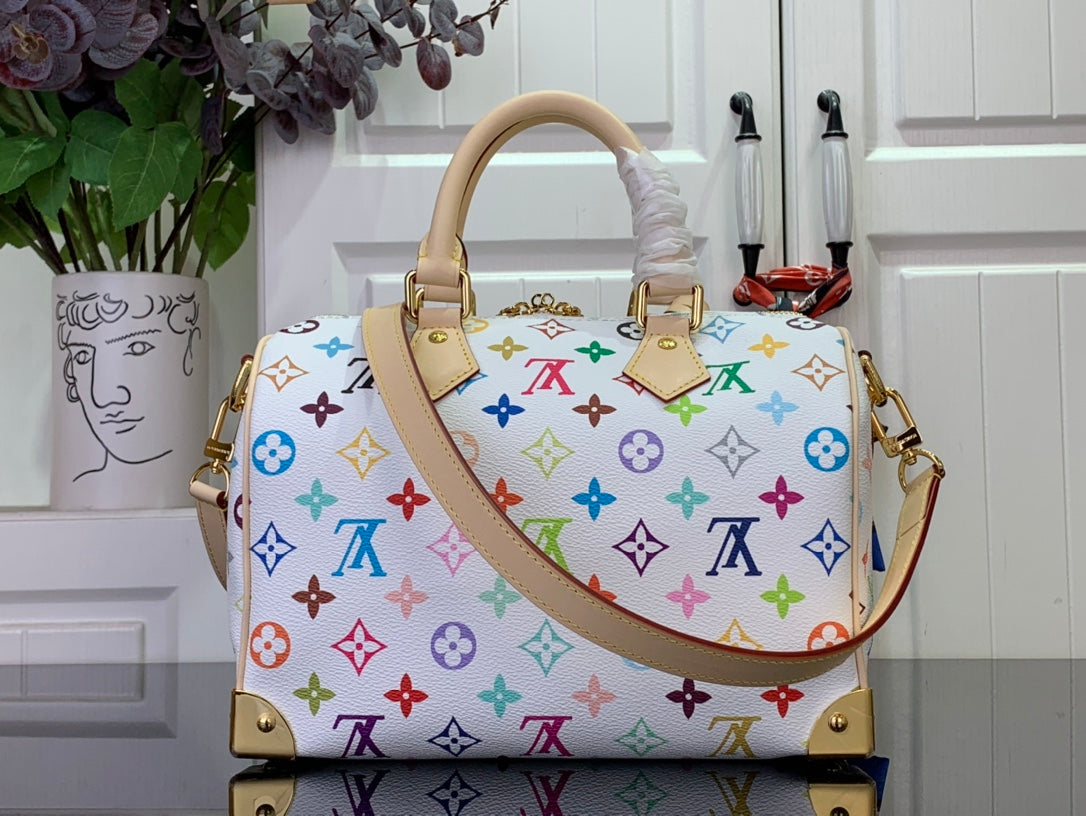ＬＳ ＶＴＴＯＮ X TAKASHI MURAKAMI SPEEDY BANDOLIERE 25 WHITE MULTICOLORED