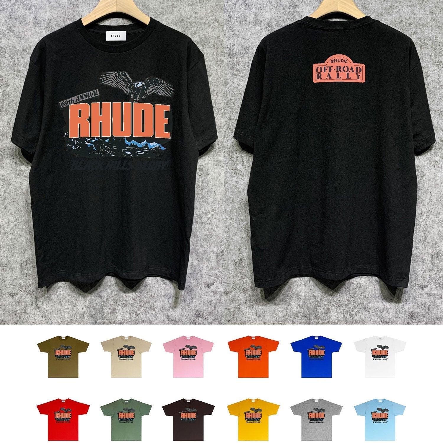 Rhude T Shirts Printed Trendy Pure Cotton