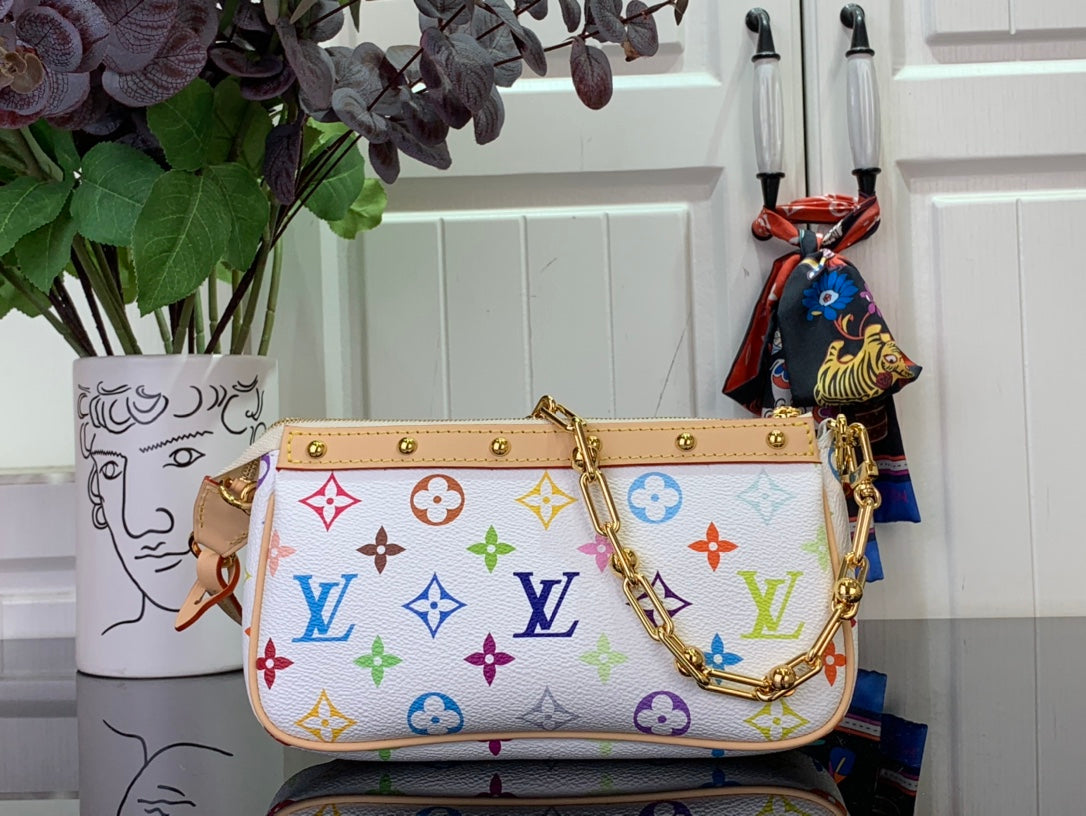 ＬＳ ＶＴＴＯＮ X TAKASHI MURAKAMI POCHETTE ACCESSOIRES BLACK/WHITE MULTICOLORED