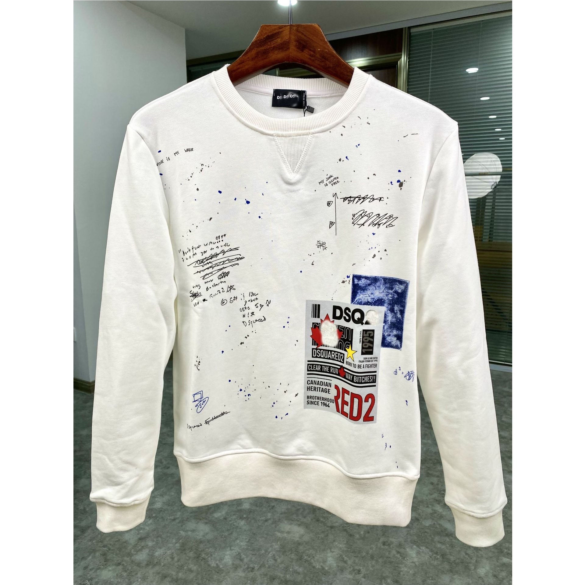 Dsq2 Hoodie DSQ Lian D2 Map Printed Sweater Trendy Men's Autumn and Winter