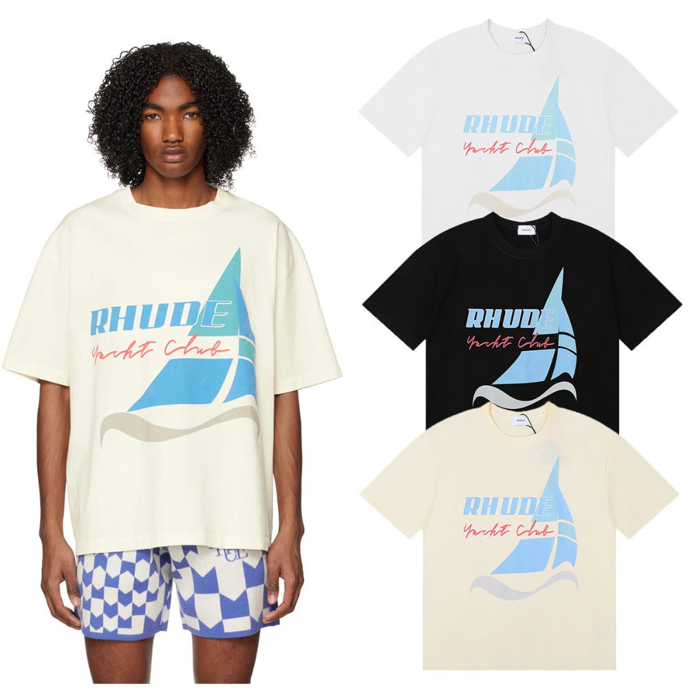 Rhude T Shirt Micro Label Yacht Club Print Short Sleeve T-Shirt