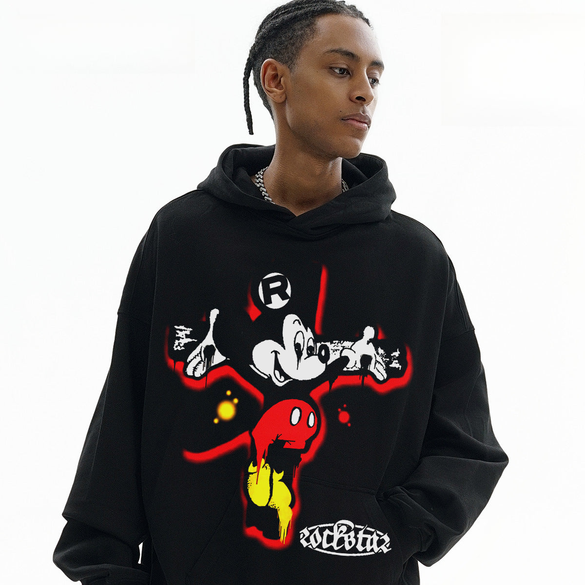 Vintage Hoodie American Vintage Print Crew Neck Hooded Sweater Loose