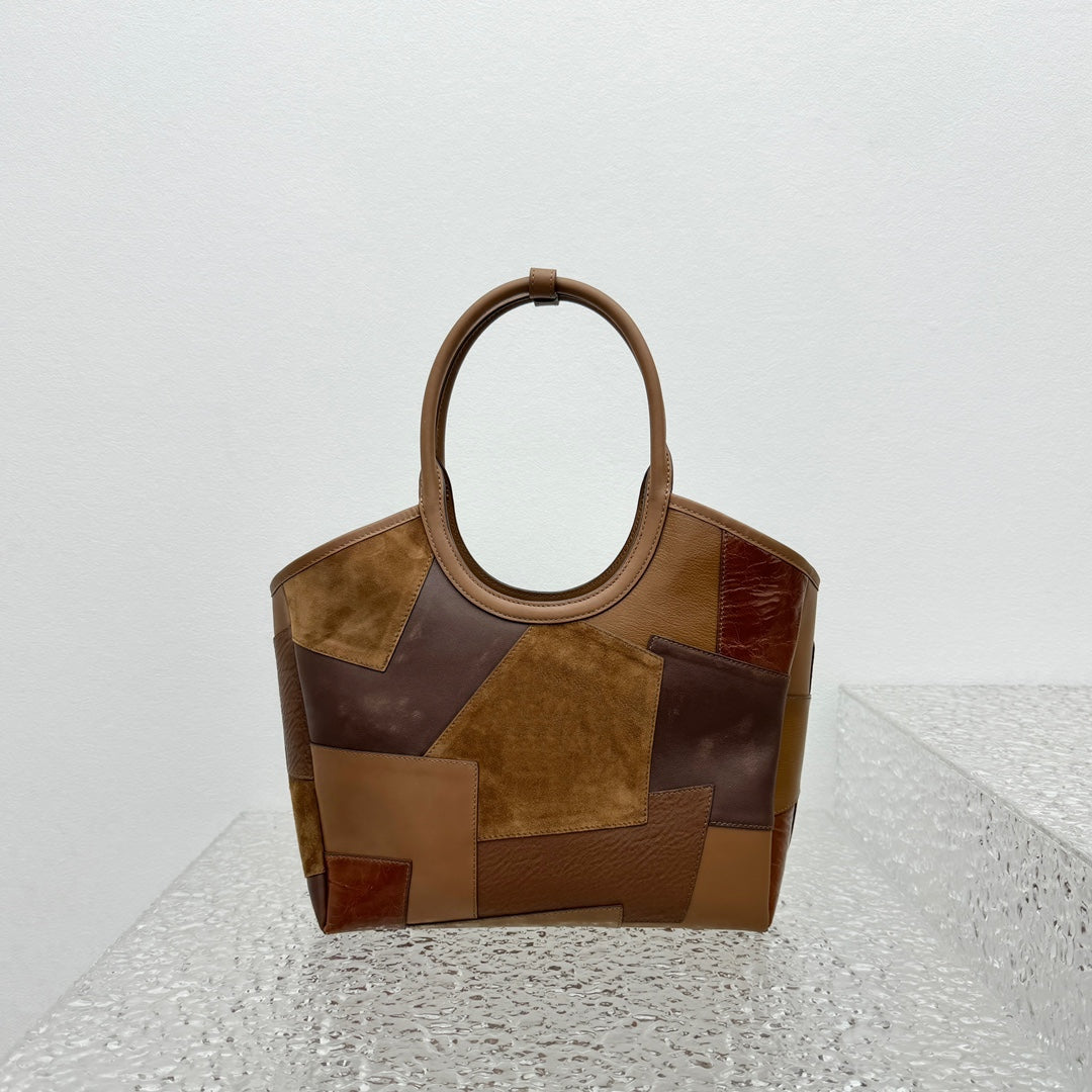 ＭＩ ＭＵ  IVY LEATHER PATCHWORK BAG COGNAC