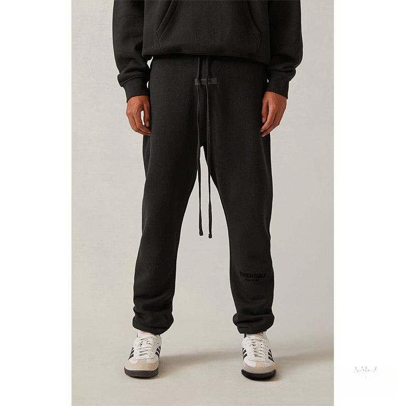 Fog Essentials Hoodie & Pant 2 Piece Set Sweater Black Letters Flocking
