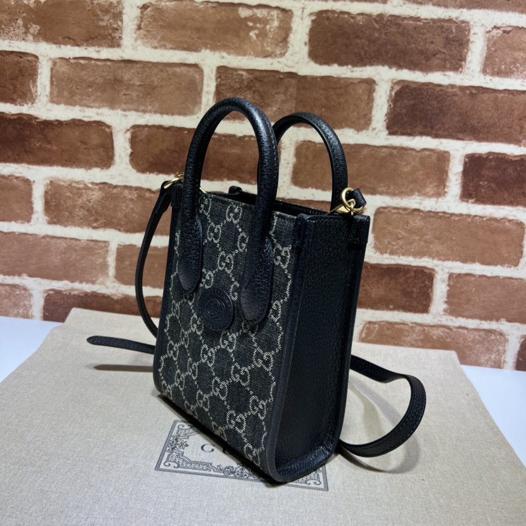 ＧＣＣＩDENIM GG MONOGRAM TOTE BAG BLACK