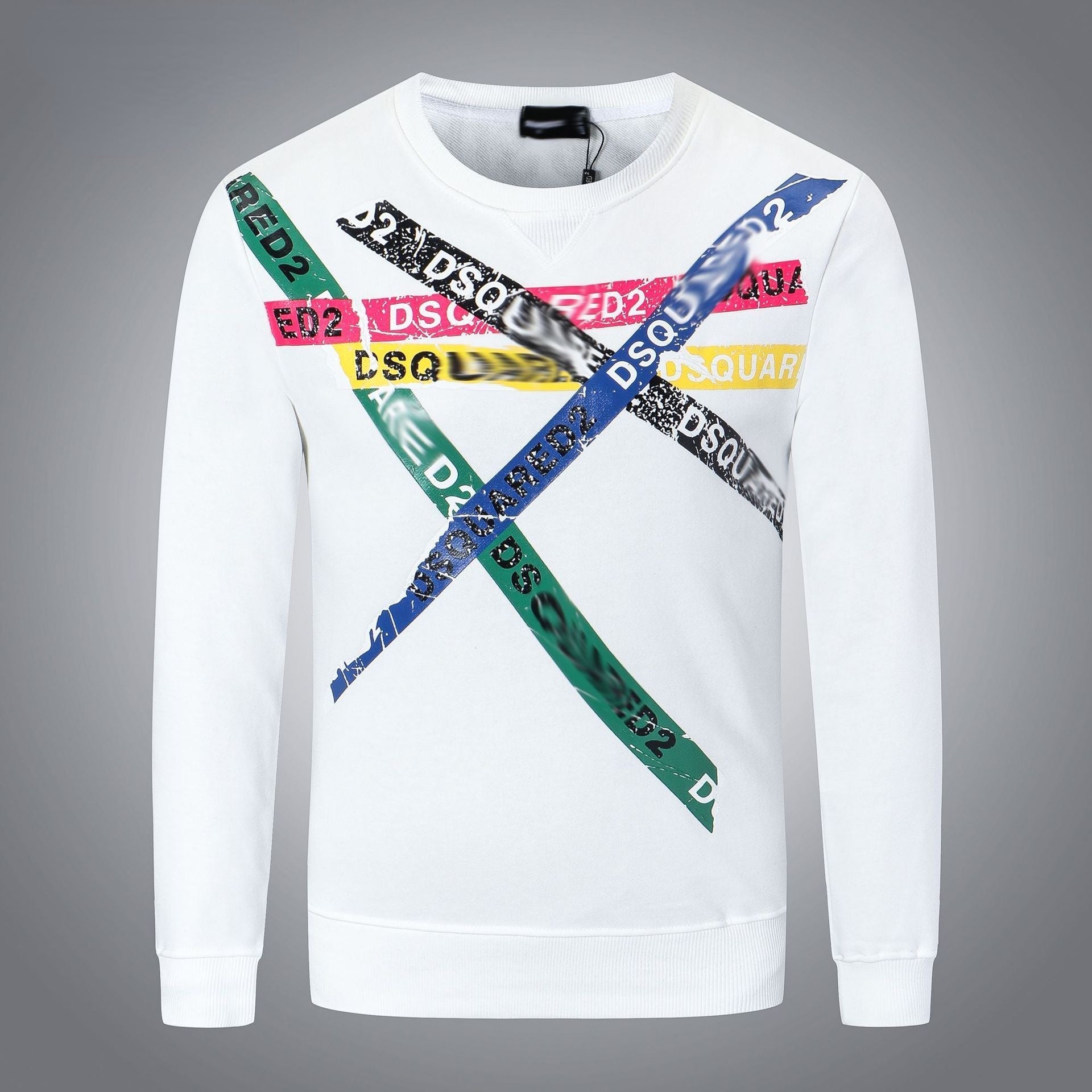 Dsq2 Hoodie DSQ Lian D2 Pink and Yellow Blue Black Green Line Printed Sweater Trendy Men's Autumn and Winter