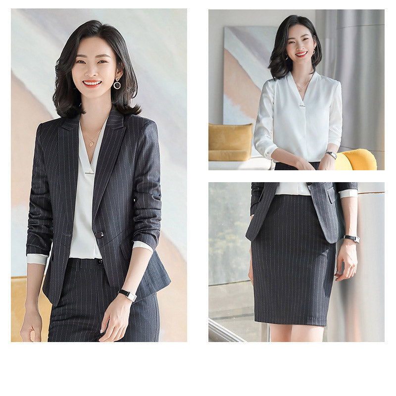 Interview Suit Women's Suit Jacket Women's Striped Casual Fashion