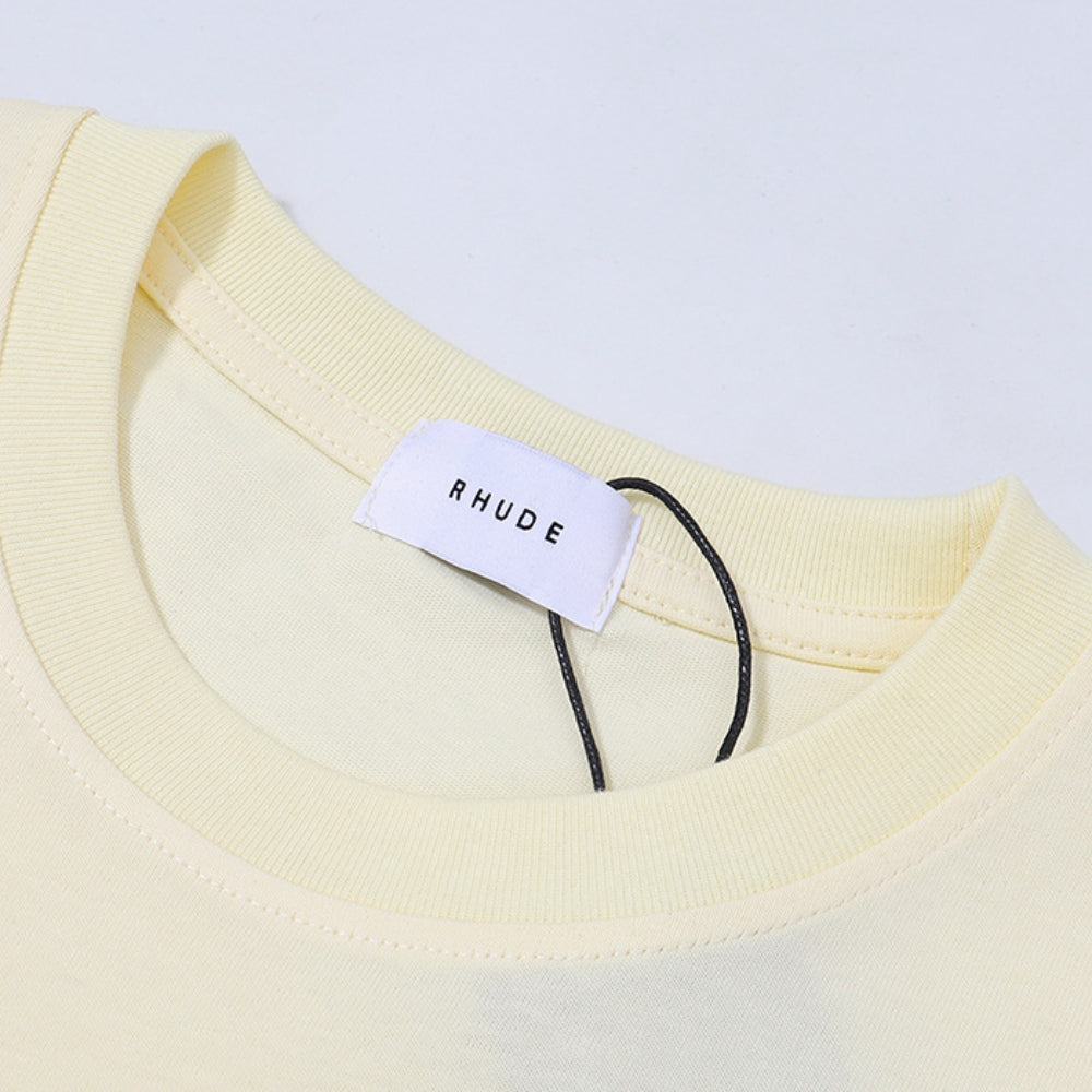 Rhude T Shirt Micro Logo Letter Badge Printed Short Sleeve T-Shirt