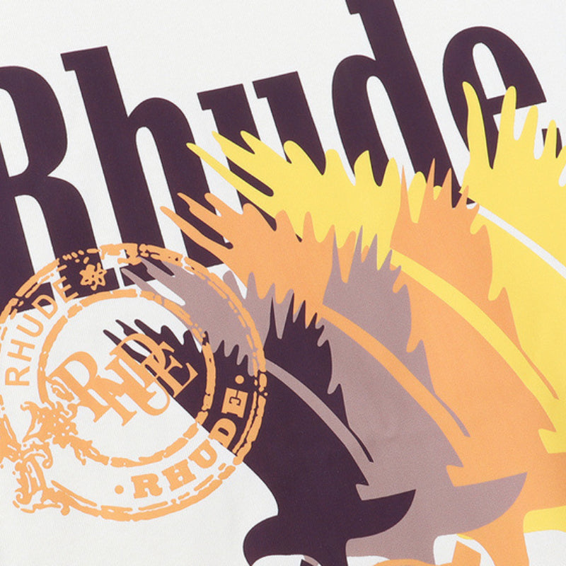 Rhude T Shirt gradual change color bird print short sleeve T-shirt