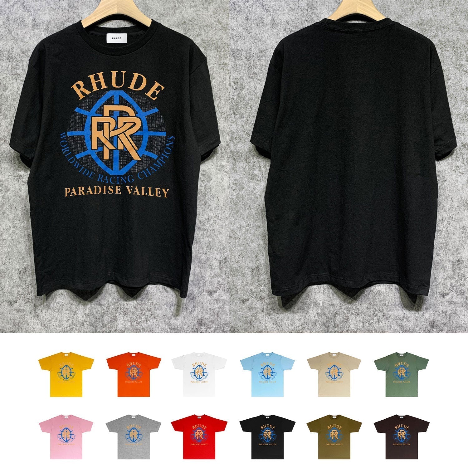 Rhude T Shirts Printed Trendy Pure Cotton